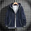 Sudadera con capucha y manga larga para hombre, bordado con logo, de venta caliente transfronteriza, con cordón y cremallera, en colores lisos, adecuada para uso casual y deportivo