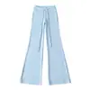 Ypff Calça Jogger de Lã da Moda Feminina com Cordão na Cintura Elástica, Slim Fit, Casual Esportiva, Flare Longa
