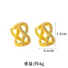 Pendientes de Oro de Arena Vietnamita de Gran Venta, Pendientes Geométricos de Hebilla con Circonita de Moda para Mujer, Diseño Transfronterizo, Joyería Duradera