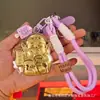 Llavero de Oro Puro 999 Gato de la Suerte Colgante Dios de la Riqueza Correa para Teléfono Regalo para Eventos Suministro Directo de Fábrica