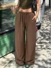Pantalones largos de pierna ancha para mujer, de verano 2026, de stock, transfronterizos europeos y americanos, con cintura elástica, cordón, bolsillos, corte holgado, ligeros