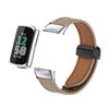 Adecuado para pulsera Fitbit-Charge5/6 conector de metal + correa de hebilla plegable de succión magnética con patrón de lichi 18 mm