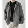 Jaqueta Cardigan de Tricô com Capuz Vazado para Homens, 26 designs de inverno, marca retrô moderna, jaqueta suéter de tricô cor sólida