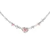 Diseño de nicho corazón de amor rosa Espina dulce genial chica hot y2g cadena para clavícula avanzada verano todo-partido joyería collar para mujeres