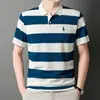 Camisa Polo de Manga Corta Transfronteriza para Hombre Verano Casual Rayas Cuello con Solapa Bordado Camiseta Polo Ropa para Hombre en Stock Venta al por Mayor