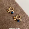 "As cores do outono estão perfeitas" Brincos Stud Maillard Flash Diamond Flor Vazada Pedra Olho de Tigre para Mulheres Outono/Inverno Brinco com Atmosfera Retrô