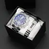 Relógio masculino 2024 relógio masculino mostrador grande novo simples vidro com luz azul relógio de quartzo de três ponteiros pulseira de aço