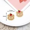 Lindo Gatito Aleación Gotas de Aceite DIY Accesorios de Joyería Estilo Coreano Fresas Frescas Gato Té con Leche Oso Aretes Colgante