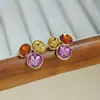 Brincos Ovais Tricolores de Luxo Leve Francês, Doces, de Alto Padrão, Personalizados, Modernos e Versáteis para Mulheres