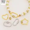 Cierre de Tornillo Geométrico de Cobre Chapado en Oro de 18 Quilates Microincrustado con Diamante Collar Cierre Conector de Cadena DIY Cierre de Extremo para Joyería