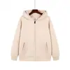 Cardigã de Cashmere Quente Engrossado Casual Pesado Cor Sólida Jaqueta Quente com Forro de Lã Outono e Inverno Cashmere com Zíper Suéter com Capuz