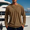 Amazon Otoño/Invierno Transfronterizo Nueva Camiseta de Manga Larga Capa Base Cuatro Botones Pana Corte Delgado Camisa Henley para Hombre
