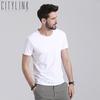 Camiseta masculina de ajuste fino, gola redonda, branca, meia manga, casual, seda gelada, cor sólida, manga curta