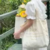 Bolsa de mano con bordado de letras estilo francés, relajada y artística, adecuada para salidas y para ir al trabajo de mujeres jóvenes, bolsa de lona de gran capacidad, casual y versátil