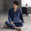 Pijama para Hombre de Modal Estilo Primavera y Otoño Manga Larga Pantalón Largo Color Sólido Cuello Redondo Pulóver Sencillo Casual