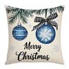 Funda de almohada navideña transfronteriza blanca y azul Muñeco de nieve Copo de nieve Combinación de decoración navideña Sala de estar Dormitorio Cubierta de cojín para el hogar