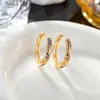 Moda Europea y Americana Cobre Chapado en Oro Zircón Forma de Diamante Aro Pendientes de Aro de Moda Hip-Hop Personalidad Pendientes Venta al por Mayor