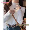 Suéter Base de Cuello Alto Medio Color Albaricoque para Mujer Otoño e Invierno Interior 2024 Nuevo Otoño e Invierno Suéter con Cuello de Hongo Top