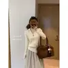 Prenda base de punto acanalado con cremallera, estilo retro, para mujer, perfecta para otoño e invierno, que ofrece un aspecto sofisticado y ajustado, un cuello semi-alto y un top de punto