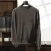 Suéter de cachemira pura para hombre, cuello redondo, fino, color liso, corte holgado, talla grande, tejido de punto business casual, suéter de capa base, comercio exterior