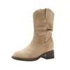 Botas Holgadas con Tacón Grueso para Mujer, Nuevo Estilo Otoño 2026, Versátiles Botas Martin de Suela Gruesa Estilo Vaquero Occidental