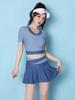 Traje de baño de verano 2024 para mujer, estilo falda dividida, push-up, pecho pequeño, estilo coreano, protector solar, sexy, deportivo, para aguas termales.