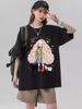 Camiseta de Manga Corta de Algodón Puro para Mujer Hombro Derecho Verano 2025 Nuevo Douyin Kuaishou Transmisión en Vivo Holgada Ropa de Pareja Camiseta de Manga Media