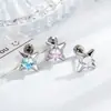 Pendientes Versátiles de Estrella de Cuatro Puntas Estilo Coreano Henson con Tuercas de Rosca Doble, Joyería de Piercing de Alta Gama