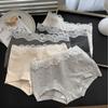 Ropa interior básica de algodón puro antibacteriana 10A con entrepierna alargada para mujer, de cintura media, con encaje, para niñas, de pierna recta, de cuatro esquinas, de seguridad