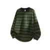 Camiseta Rayada Hueca de Manga Larga ACU para Hombre, Otoño 2026, Holgada, Cuello Redondo, Casual, Camiseta Base para Vestir