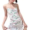 2026 Novo Maiô Feminino Estampado Dividido com Amarração no Pescoço Puro Desejo Conjunto de Três Peças Lindo Ins Cobertura da Barriga Maiô de Férias na Praia