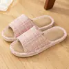 Pantuflas de Lino Estilo Xiaoxiangfeng para Hombre, Primavera y Otoño, Uso en Casa, Silenciosas, Punta Abierta, Tejido de Algodón y Lino para Todas las Estaciones, Nuevo Estilo para Mujer, Invierno y Verano