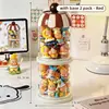Pote de armazenamento acrílico de grande capacidade para figuras fofas, caixa de exibição de figuras Pop Mart, caixa de armazenamento para ornamentos de caixa surpresa, pote selado