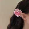 Pasador de flor de rosa roja retro para mujer, pasador de pinza de pico de pato lateral con flor roja grande, pasador de pinza para el pelo de super hada, pinza para el pelo de simulación