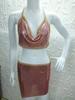 Conjunto de Vestido Sexy Prateado Brilhante Sem Alças para Mulheres 2025 Verão Europeu e Americano Nightclub Lbz999