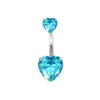 Anillo de ombligo de aleación de titanio europeo y americano con doble cabeza de rosca interna, circón microincrustado en forma de corazón, accesorio de piercing moderno y simple