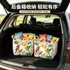 Cesta de armazenamento para carro estilo floresta tropical, cor verde-papagaio, dobrável, organizador de lanches e brinquedos para viagem, cesta de armazenamento dobrável