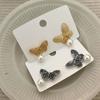 Brincos de Borboleta Estéreo Perolados em Relevo Moda Luxo Leve Distintivos com Pino de Prata 925 Brincos Elegantes de Alta Qualidade