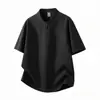 Camiseta de manga corta para hombre, estilo casual simple para exteriores, con cuello de cremallera, secado rápido, malla cruzada, ligera, transpirable, de verano, moderna