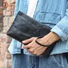 Bolsas de Embreagem de Negócios de Couro Bovino de Primeira Camada Processadas e Personalizadas para Homens e Mulheres, Carteiras Portáteis de Couro Tanning Vegetal com Grande Capacidade de Armazenamento