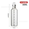 Vaso de Vidrio de Borosilicato Alto con Escala de Tiempo Portátil para Deportes Bebida Jugo Café Té Cold Brew Vaso de Agua Bebida