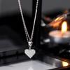 Collar de Doble Capa con Forma de Corazón con Diamantes Completos Estilo Píxel de Lujo Ligero Cadena para Clavícula de Moda Elegante para Mujer Cadena