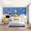 Quarto Infantil Mural de Astronauta 3D Ficção Científica Céu Estrelado Proteção Ambiental Tecido de Parede Quarto de Menino Fundo Espacial Universo Tecido de Parede