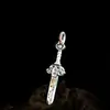 Plata Esterlina S925 Personalizada Resistente Espada de Siete Estrellas Tian Shi Colgante Lateral Retro Accesorio Taoísta Colgante Versátil Accesorio Coleccionable
