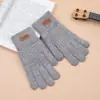 Guantes de Punto de Cinco Dedos Nuevos y Modernos para Hombres Adolescentes, Invierno, Ciclismo, Forro de Felpa, Cálidos, a Prueba de Frío, Pantalla Táctil