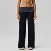 Calça Esportiva Longa Transfronteiriça Europeia e Americana Patchwork Retrô Bolinhas Cós Dobrável Fitness Levanta Quadril Aperta Abdômen Calça de Yoga Longa Escovada