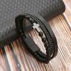 Pulseira Transfronteiriça Pulseira Trançada Cruzada de Aço Inoxidável com Pedra Natural Masculina Joias Fabricante de Joias Yiwu Hongxiang