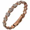 Pulseira Magnética Cravejada de Diamantes Ouro Rosa para Mulheres, Pulseira Ajustável, Pulseira de Bronze Ouro Rosa Temática de Amor para Casais Atacado