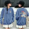 Sudadera Nueva de Otoño 2026 para Niñas con Forro de Felpa, Estampado de Oso, Manga Larga, Top Infantil para Primavera y Otoño, Cuello Redondo, Elegante Ropa de Invierno