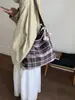 Bolsa Tote Xadrez Retrô para Mulheres 2025 Nova Bolsa de Ombro de Grande Capacidade Estilo Preppy Bolsa para o Dia a Dia Mochila Casual